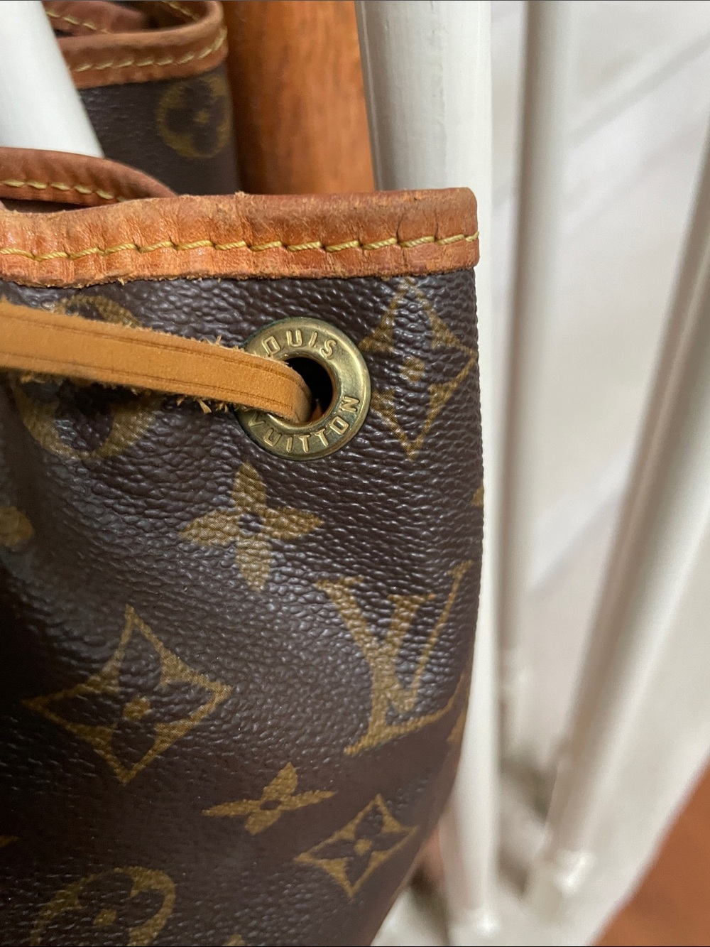 Vintage Louis Vuitton Monogram Canvas Drawstring Bucket Bag - Brown/Tan - Picture 4 of 9